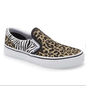 NEW Leopard Zebra Slip On Vans Shoes Sneakers